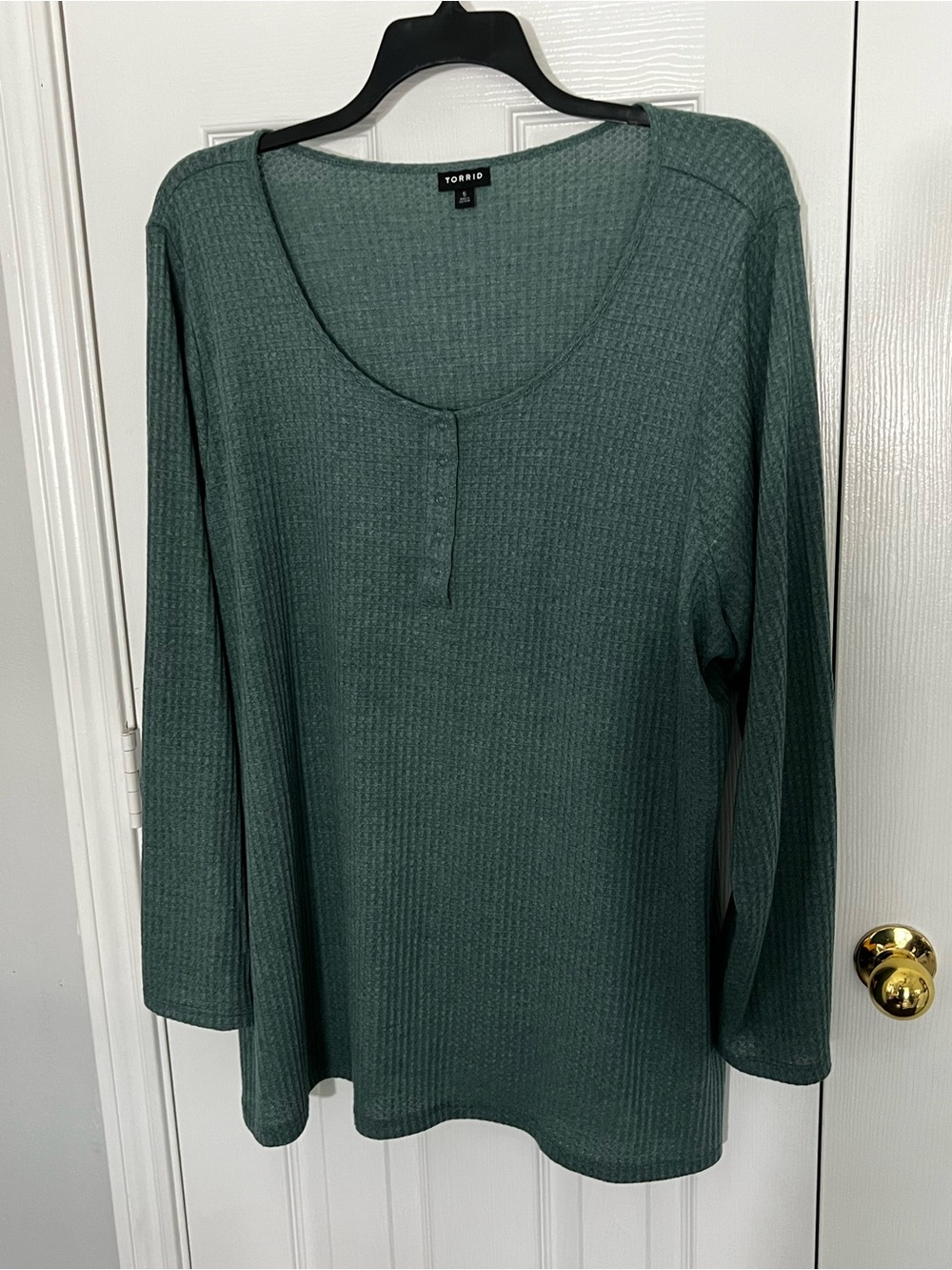 torrid Forest Green Ribbed Henley Long Sleeve Top